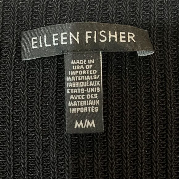 Eileen Fisher Black Organic Cotton Blend Tunic Sweater SZ Med Side Split - Picture 9 of 11